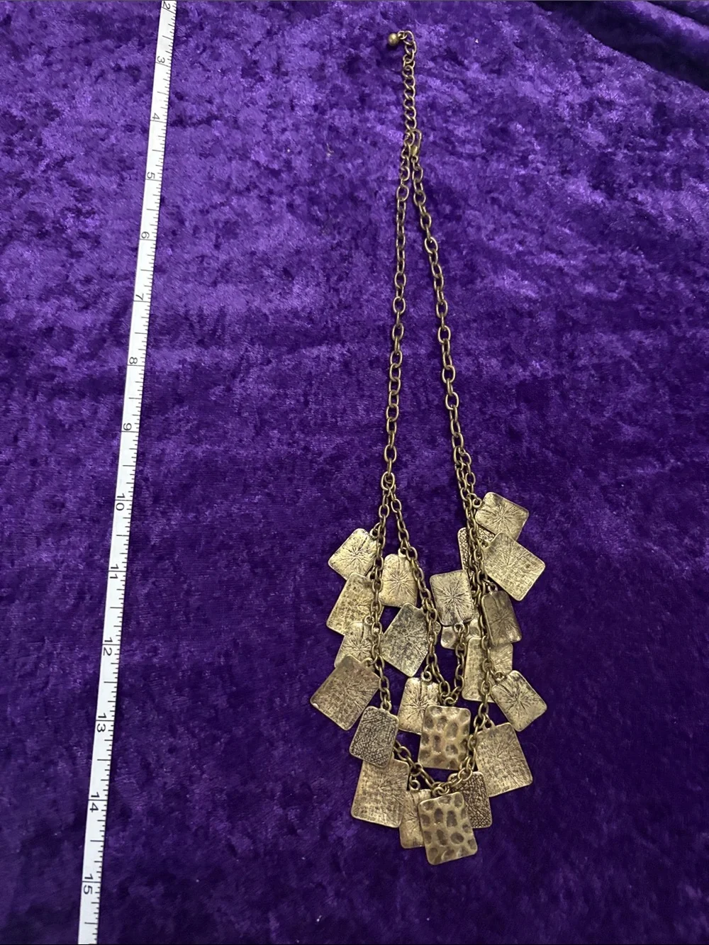 Source Unknown Gold-Tone Layered Textured Disc Necklace